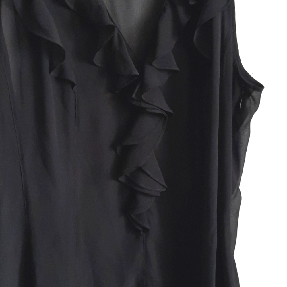 Black sheer top with ruffles. Express design studio. Size large. - Picture 2 of 2